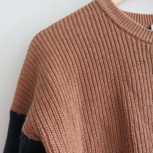 MADEWELL Thompson Pocket Pullover Sweater in Colorblock Heather Timber - Size XS - Picture 8 of 16